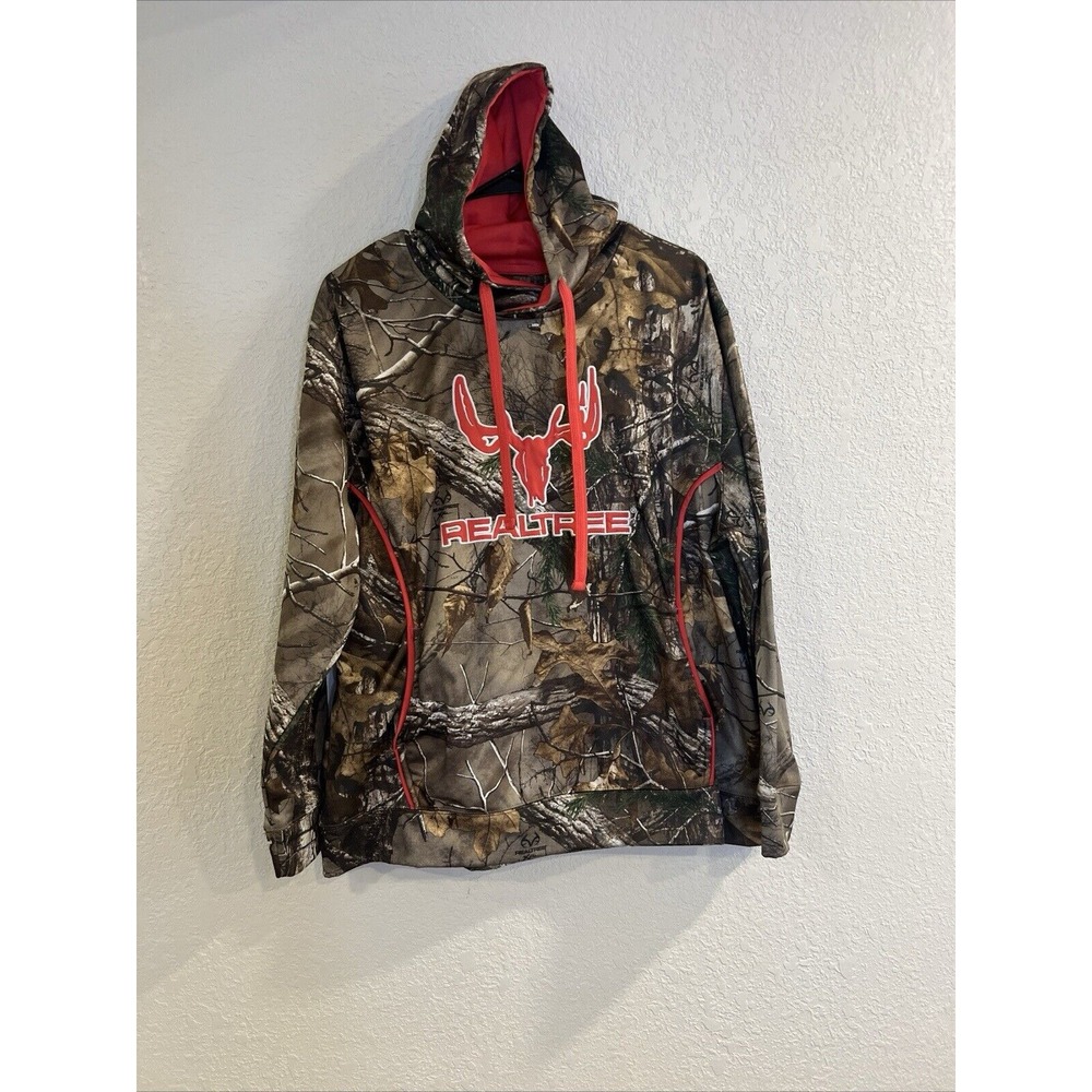 Real Tree Hooded Women Camo & Pink Pullover Sweatshirt XL